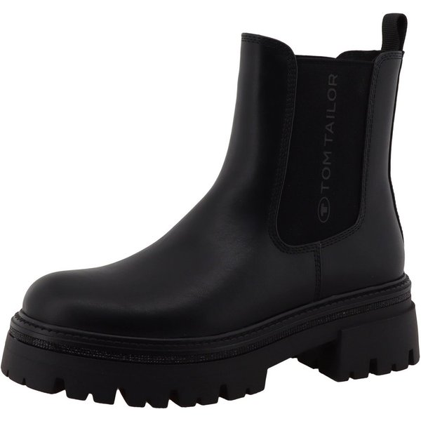 TOM TAILOR Chelseaboots Blockabsatz, Stiefelette mit beidseitigem Stretcheinsatz
