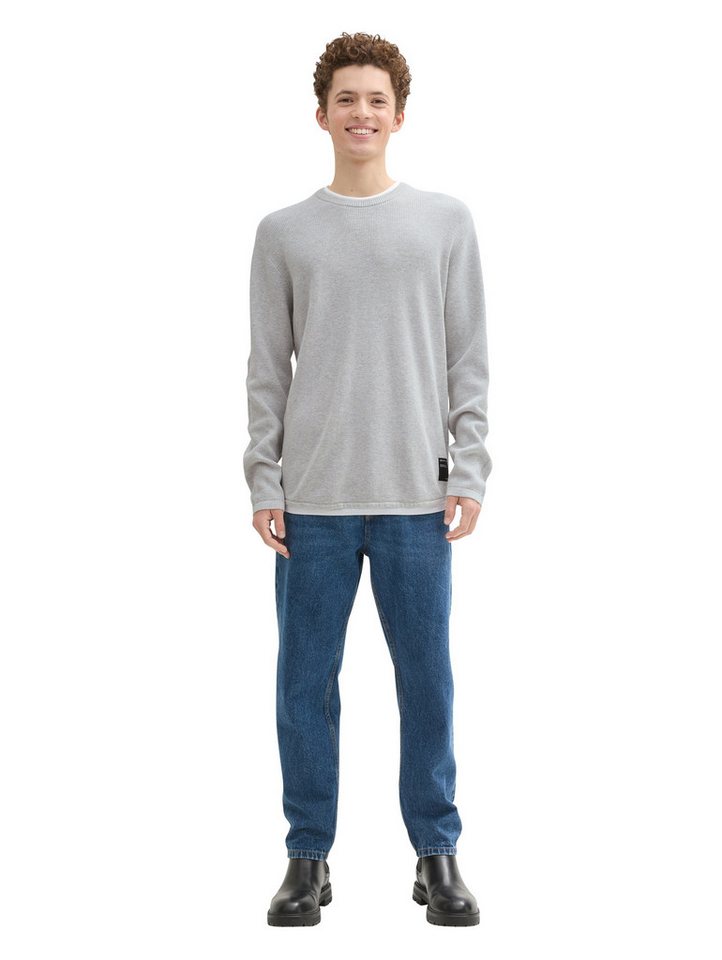 TOM TAILOR Denim 2-in-1-Pullover mit Struktur – Bild 4 von 5