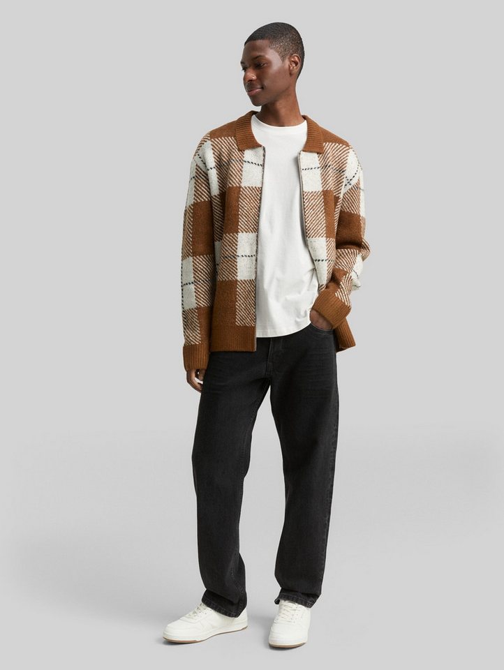 TOM TAILOR Denim Cardigan Pullover & Strickjacken Relaxed Fit Strickjacke mit Karomuster – Bild 5 von 5