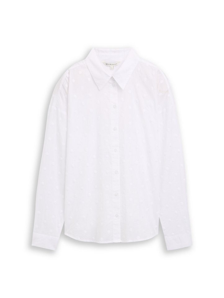 TOM TAILOR Denim Langarmbluse Blusen & Shirts Hemdbluse mit gepunkteter Struktur – Bild 2 von 5