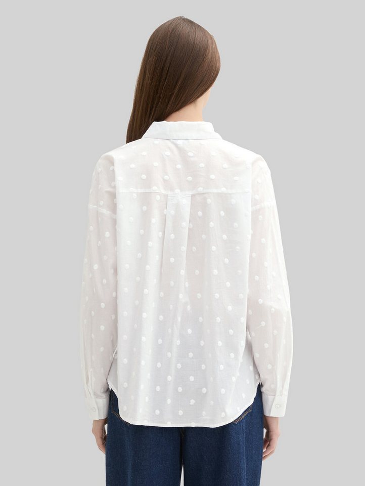 TOM TAILOR Denim Langarmbluse Blusen & Shirts Hemdbluse mit gepunkteter Struktur – Bild 3 von 5