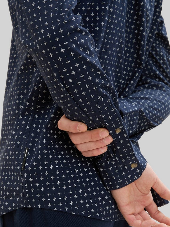 TOM TAILOR Denim Langarmhemd Blusen & Shirts Fitted Hemd mit Muster – Bild 4 von 5