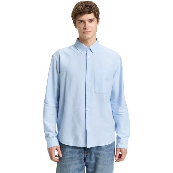 TOM TAILOR Denim Langarmhemd gestreift, mit Button-down-Kragen