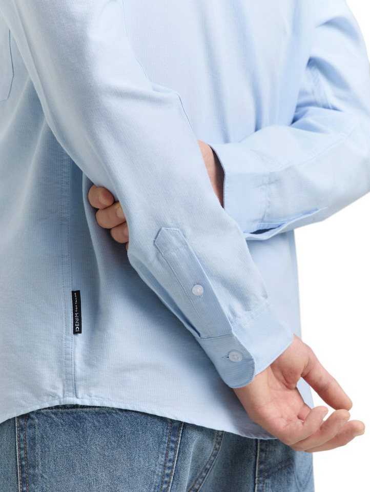 TOM TAILOR Denim Langarmhemd gestreift, mit Button-down-Kragen – Bild 3 von 5