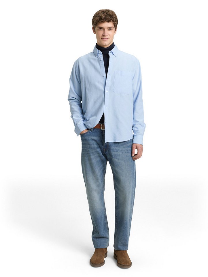 TOM TAILOR Denim Langarmhemd gestreift, mit Button-down-Kragen – Bild 4 von 5