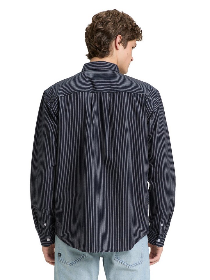 TOM TAILOR Denim Langarmhemd gestreift, mit Button-down-Kragen – Bild 2 von 5