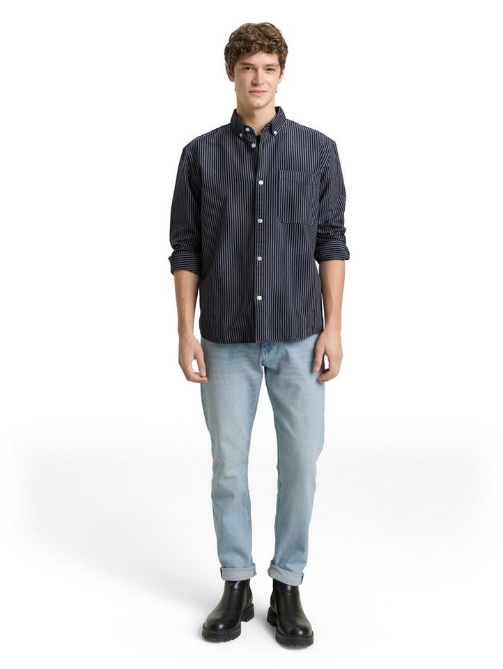 TOM TAILOR Denim Langarmhemd gestreift, mit Button-down-Kragen – Bild 4 von 5