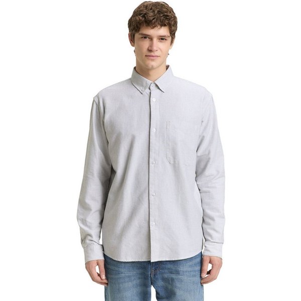 TOM TAILOR Denim Langarmhemd gestreift, mit Button-down-Kragen