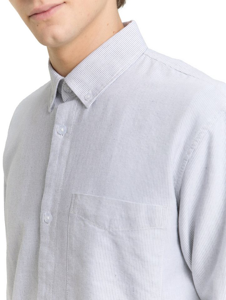 TOM TAILOR Denim Langarmhemd gestreift, mit Button-down-Kragen – Bild 3 von 5