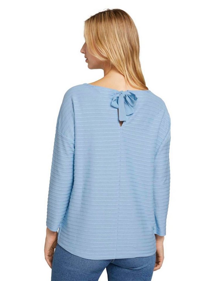 TOM TAILOR Denim Langarmshirt STRUCTURE STRIPED (1-tlg) mit U-Boot Ausschnitt – Bild 3 von 4