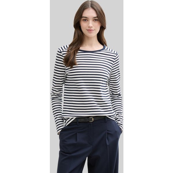 TOM TAILOR Denim Langarmshirt T-Shirt (im Einserpack) Langarmshirt mit Streifenmuster