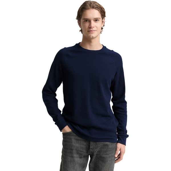TOM TAILOR Denim Rundhalsshirt mit Logo Stickerei