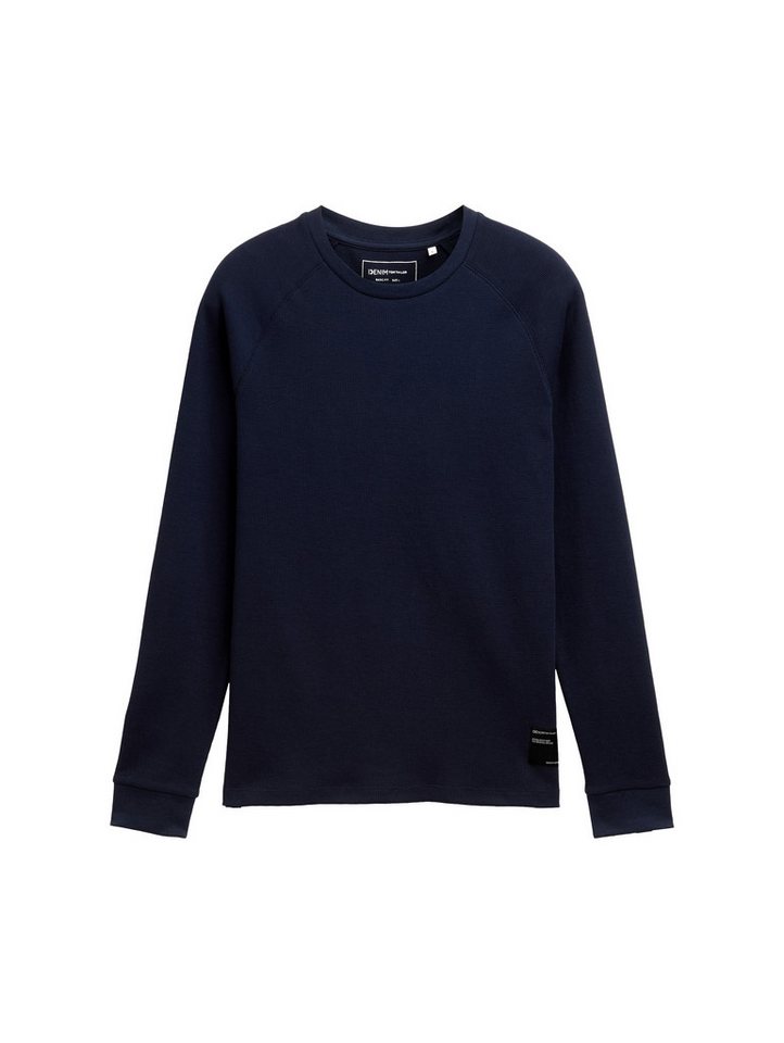 TOM TAILOR Denim Rundhalsshirt mit Logo Stickerei – Bild 5 von 5
