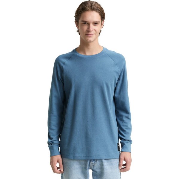 TOM TAILOR Denim Rundhalsshirt mit Logo Stickerei