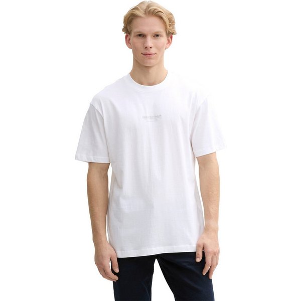 TOM TAILOR Denim Rundhalsshirt mit Marken-Frontprint