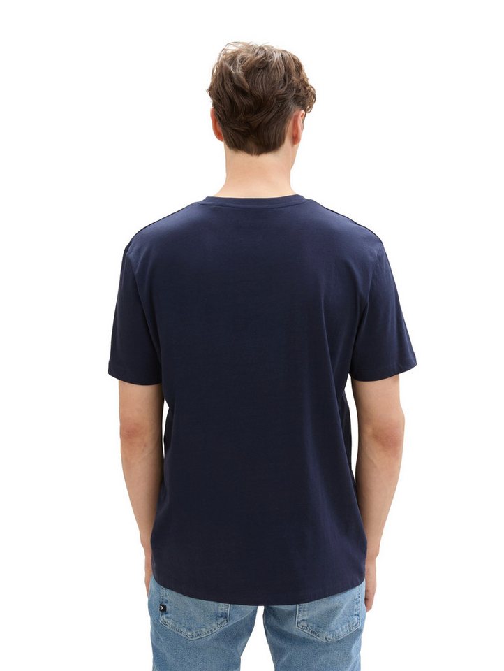 TOM TAILOR Denim Rundhalsshirt mit verschiedenen Logo Prints – Bild 3 von 5