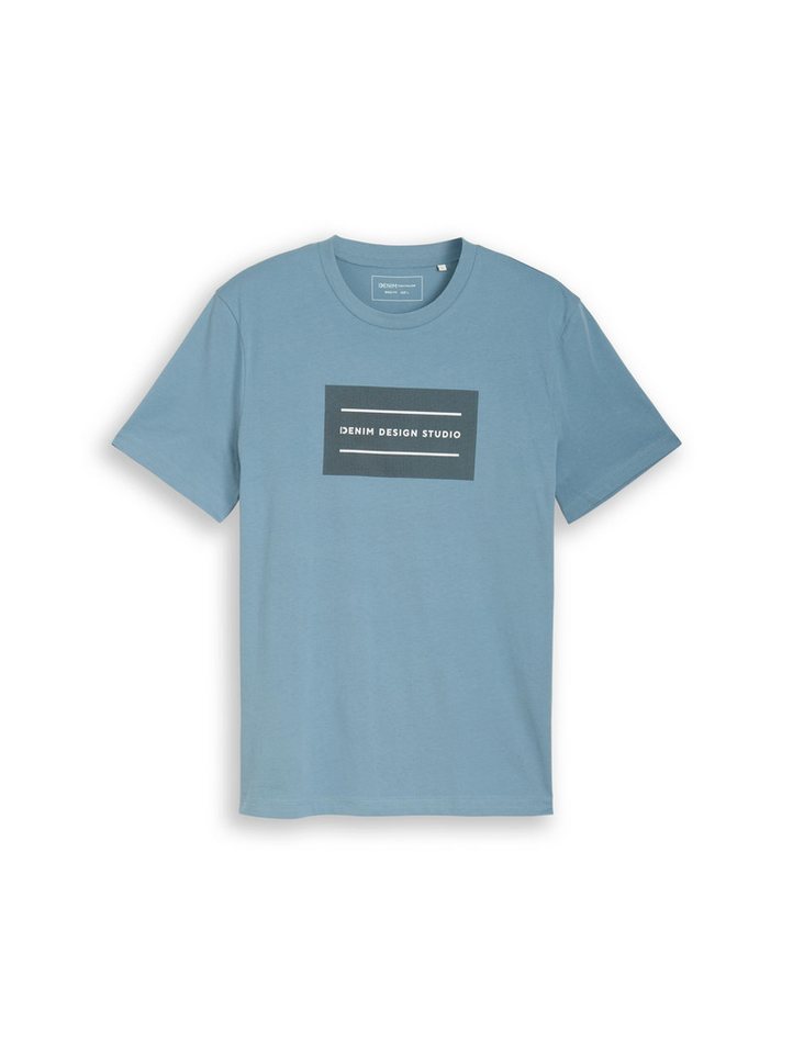 TOM TAILOR Denim Rundhalsshirt mit verschiedenen Logo Prints – Bild 5 von 5