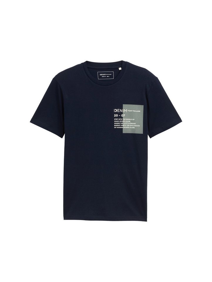 TOM TAILOR Denim Rundhalsshirt mit verschiedenen Logo Prints – Bild 5 von 5