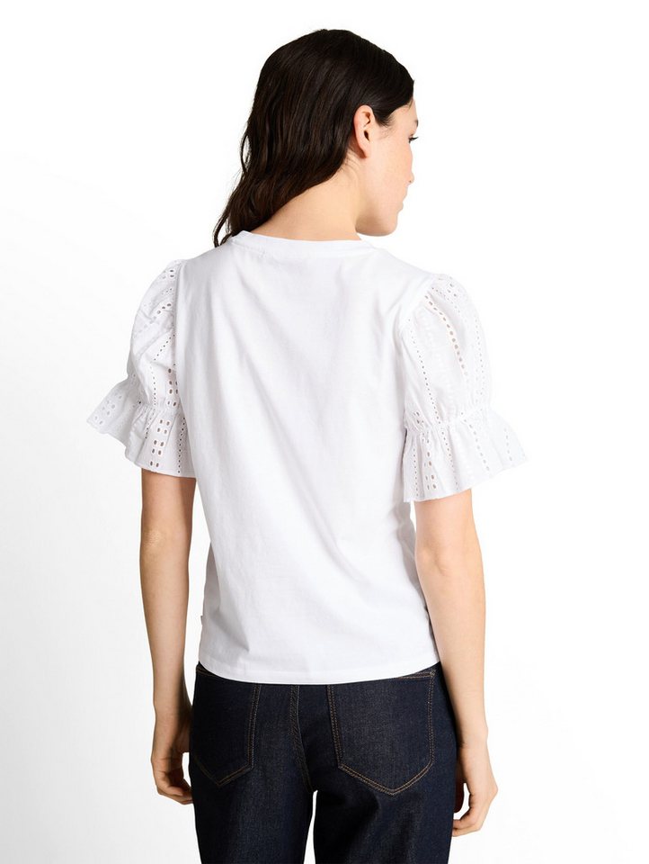 TOM TAILOR Denim Rundhalsshirt Sommershirt mit Häkel-Ärmel – Bild 2 von 5