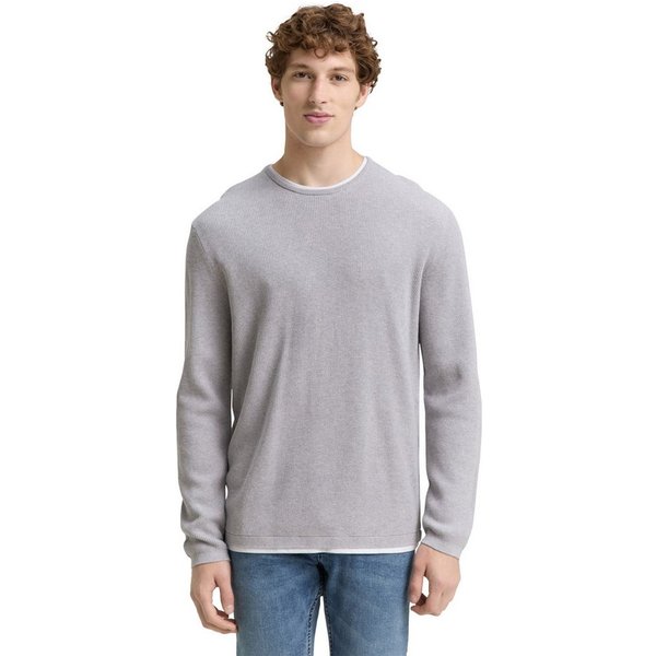 TOM TAILOR Denim Strickpullover mit 2-in-1 Ausschnitt
