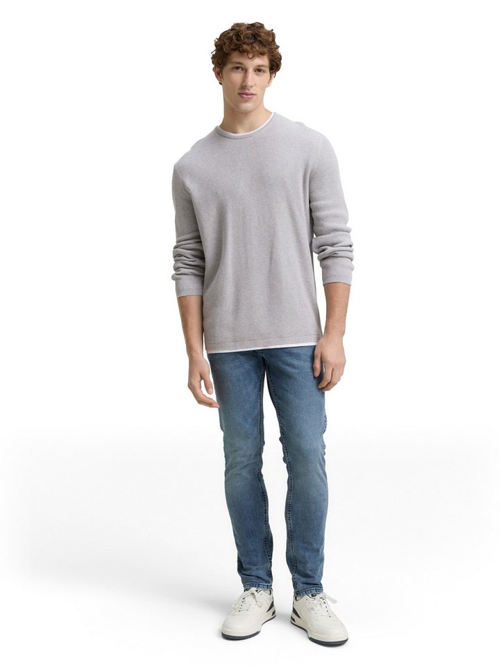 TOM TAILOR Denim Strickpullover mit 2-in-1 Ausschnitt – Bild 4 von 5