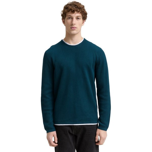 TOM TAILOR Denim Strickpullover mit 2-in-1 Ausschnitt