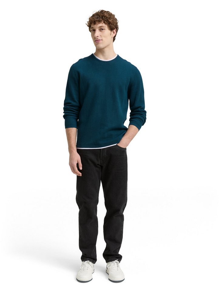 TOM TAILOR Denim Strickpullover mit 2-in-1 Ausschnitt – Bild 4 von 5