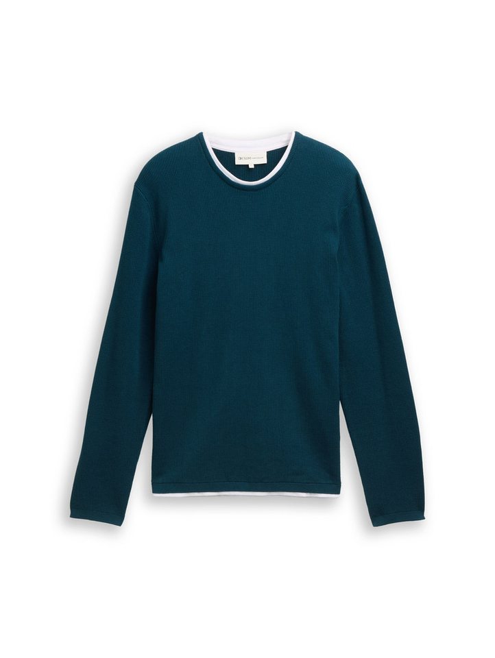 TOM TAILOR Denim Strickpullover mit 2-in-1 Ausschnitt – Bild 5 von 5