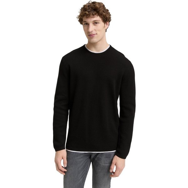 TOM TAILOR Denim Strickpullover mit 2-in-1 Ausschnitt