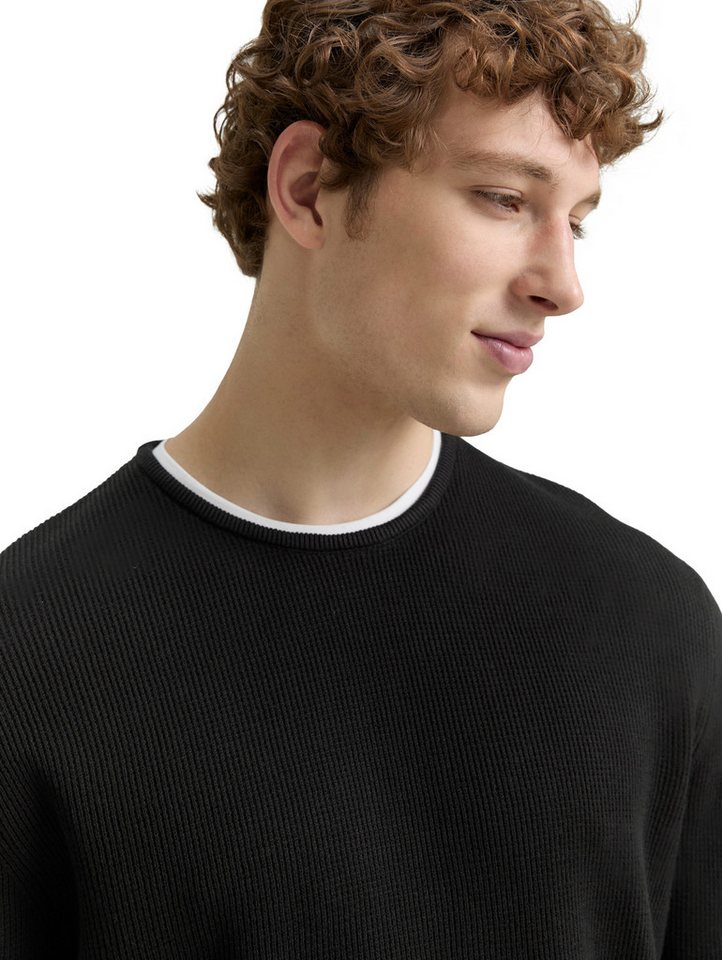 TOM TAILOR Denim Strickpullover mit 2-in-1 Ausschnitt – Bild 3 von 5