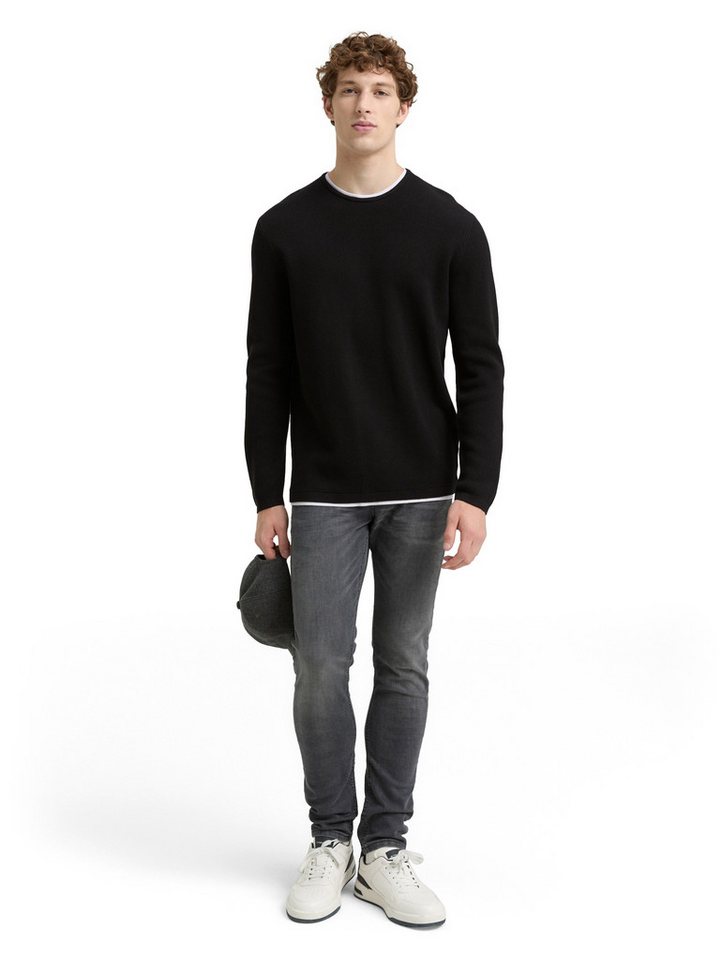 TOM TAILOR Denim Strickpullover mit 2-in-1 Ausschnitt – Bild 4 von 5