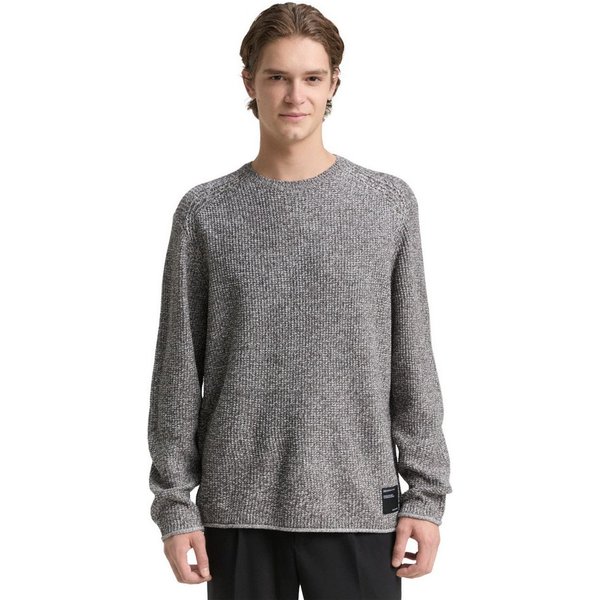 TOM TAILOR Denim Strickpullover mit Logo Stickerei