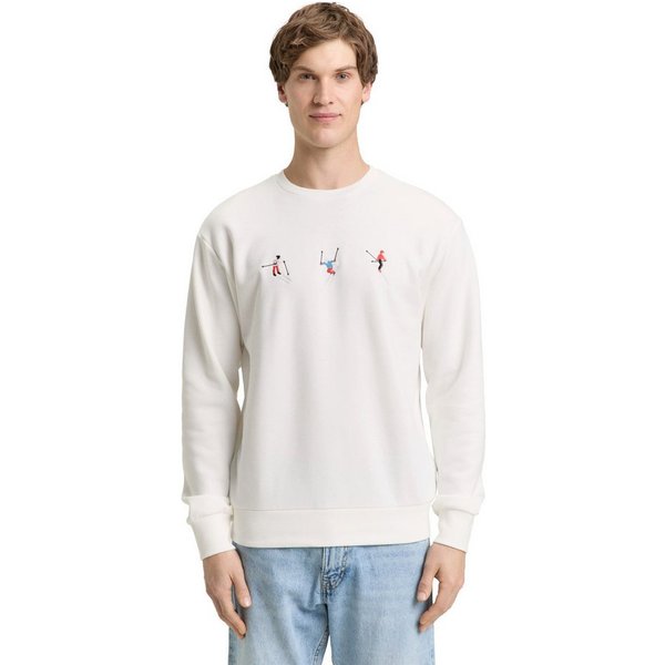 TOM TAILOR Denim Sweater mit Ski-Motiven bestickt
