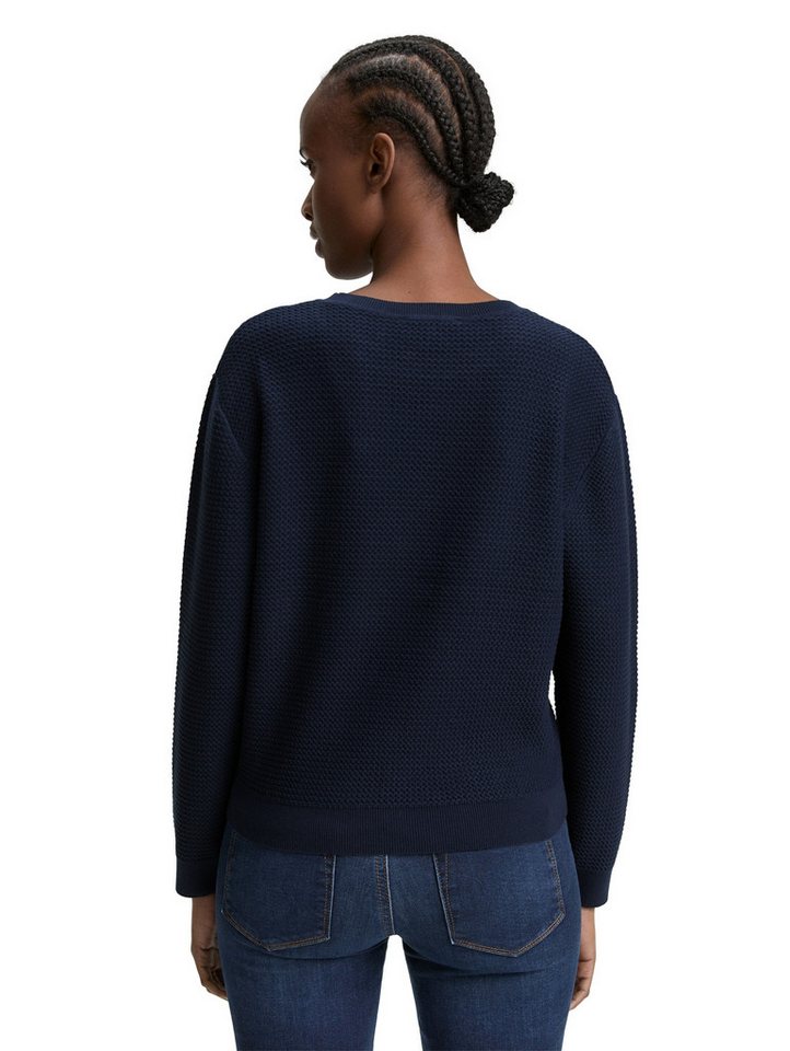TOM TAILOR Denim V-Ausschnitt-Pullover mit Rippbündchen – Bild 2 von 5