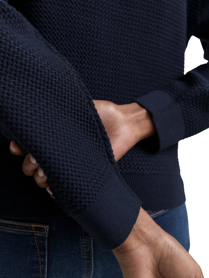 TOM TAILOR Denim V-Ausschnitt-Pullover mit Rippbündchen – Bild 3 von 5