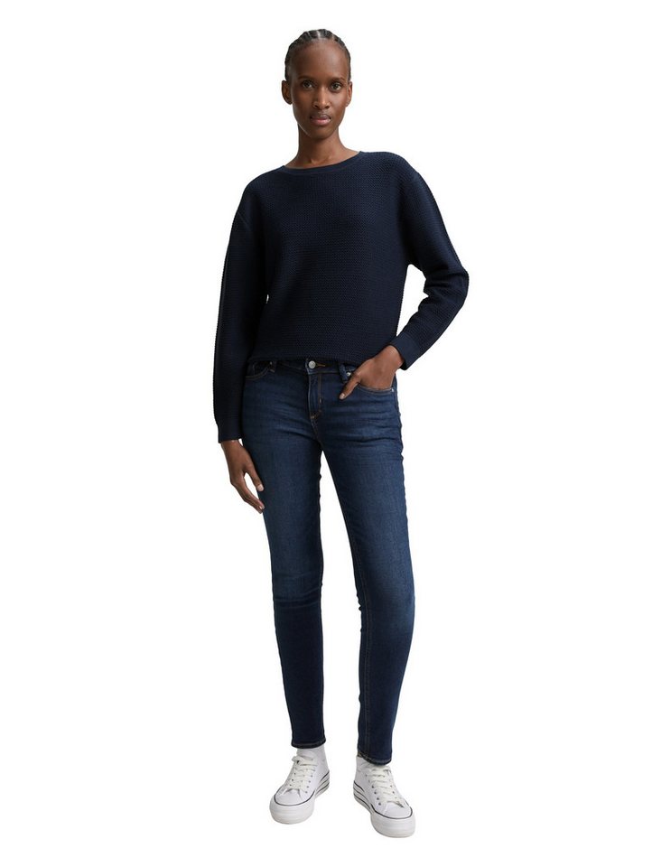 TOM TAILOR Denim V-Ausschnitt-Pullover mit Rippbündchen – Bild 4 von 5