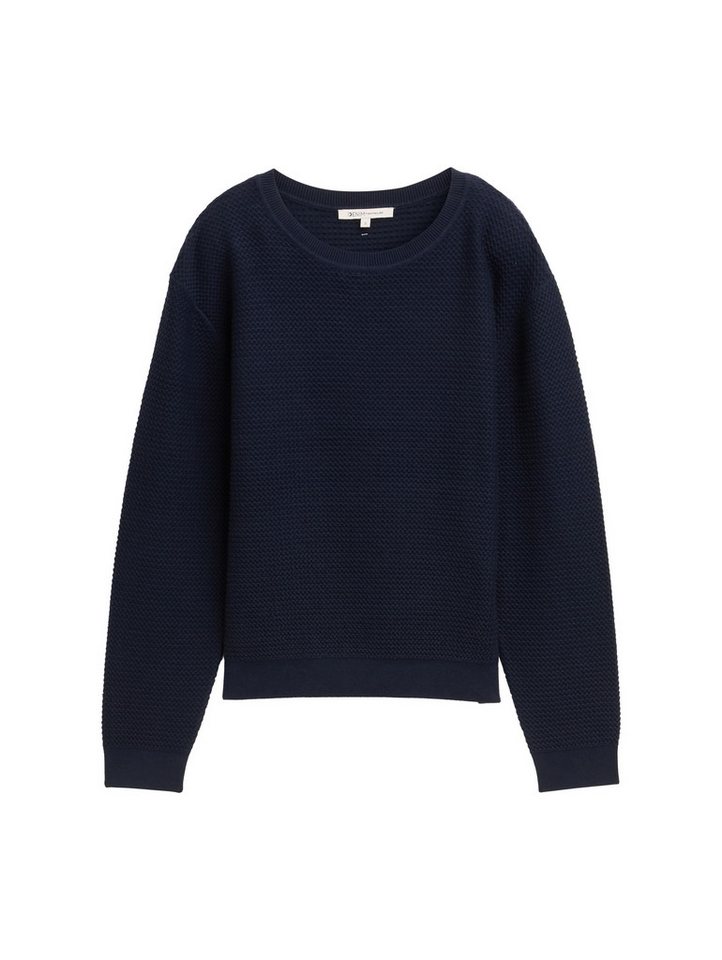 TOM TAILOR Denim V-Ausschnitt-Pullover mit Rippbündchen – Bild 5 von 5