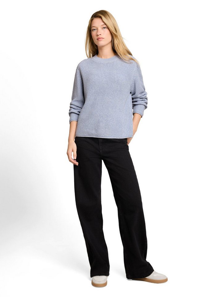 TOM TAILOR Denim V-Ausschnitt-Pullover mit Rippbündchen – Bild 4 von 5