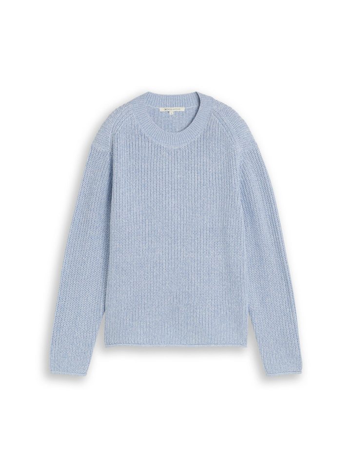 TOM TAILOR Denim V-Ausschnitt-Pullover mit Rippbündchen – Bild 5 von 5