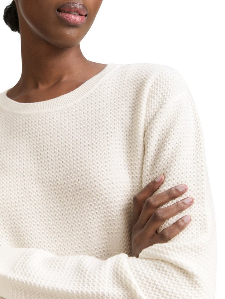 TOM TAILOR Denim V-Ausschnitt-Pullover mit Rippbündchen – Bild 3 von 5