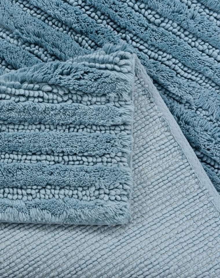 TOM TAILOR HOME Badematte Cotton Stripes, Höhe 20 mm, rutschhemmend beschichtet, strapazierfähig, fußbodenheizungsgeeignet, Baumwolle, quadratisch, Uni Farben,  – Bild 3 von 5