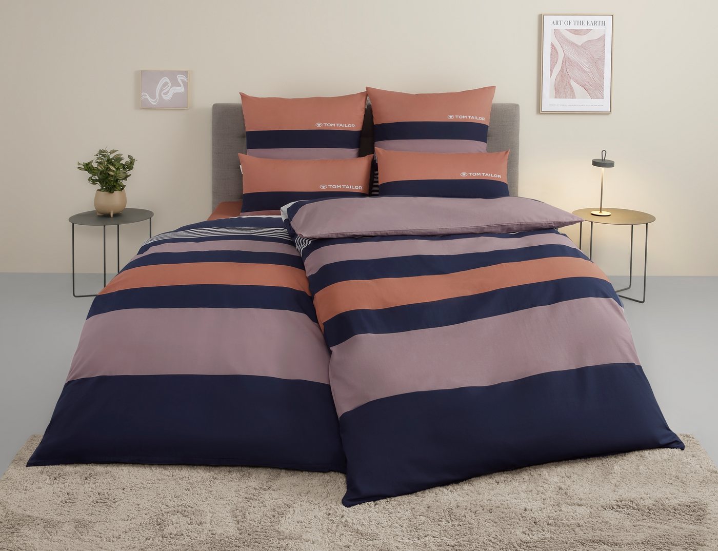 TOM TAILOR HOME Bettwäsche Carl in Gr. 135x200 oder 155x220 cm, Renforcé, 3 teilig, mit GRATIS-Zugabe: Spannbettlaken, 100% Baumwolle, mit Reißverschluss – Bild 2 von 4