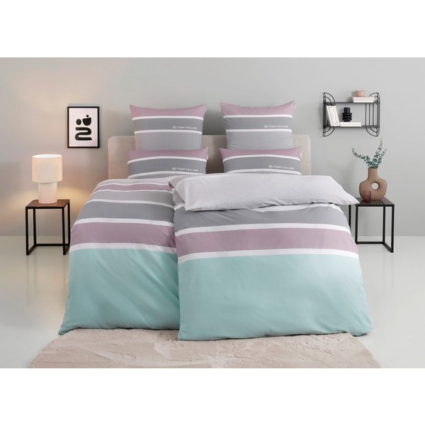 TOM TAILOR HOME Bettwäsche Felix in Gr. 135x200 oder 155x220 cm, Renforcé, 3 teilig, mit GRATIS-Zugabe: Gästehandtuch (100% Baumwolle), mit Reißverschluss