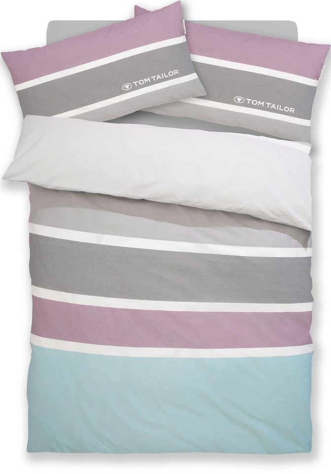 TOM TAILOR HOME Bettwäsche Felix in Gr. 135x200 oder 155x220 cm, Renforcé, 3 teilig, mit GRATIS-Zugabe: Gästehandtuch (100% Baumwolle), mit Reißverschluss – Bild 2 von 5