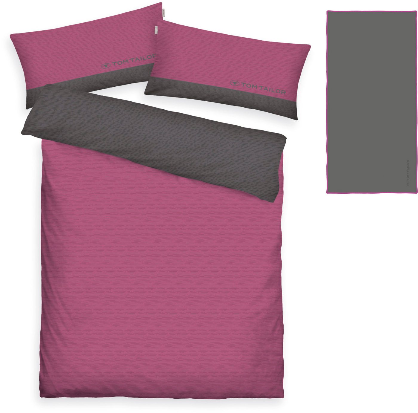 TOM TAILOR HOME Bettwäsche Henry, Renforcé, 3 teilig, Bettwäsche aus Baumwolle, mit GRATIS-Zugabe: Sporthandtuch – Bild 2 von 5