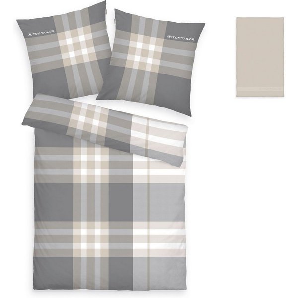TOM TAILOR HOME Bettwäsche Nick in Gr. 135x200 oder 155x220 cm, Renforcé, 3 teilig, mit Gratiszugabe Gästehandtuch
