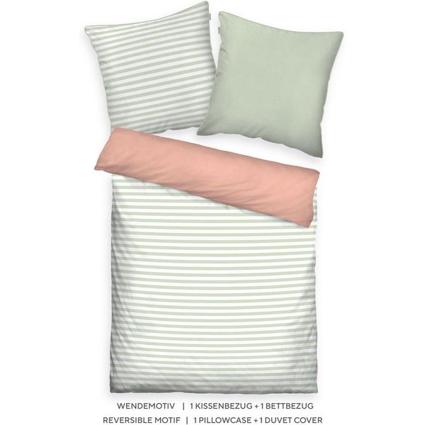 TOM TAILOR HOME Bettwäsche STRIPES WITH A KICK in Gr. 135x200cm oder 155x220cm, Perkal, 2 teilig, new bedroom, farbige Paspel am Kissen