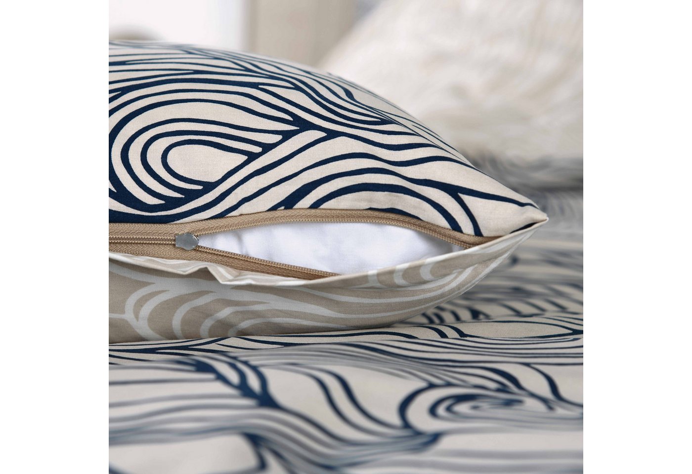 TOM TAILOR HOME Bettwäsche WAVES, Renforcé, 2 teilig, new bedroom, gewebtes Label – Bild 3 von 5