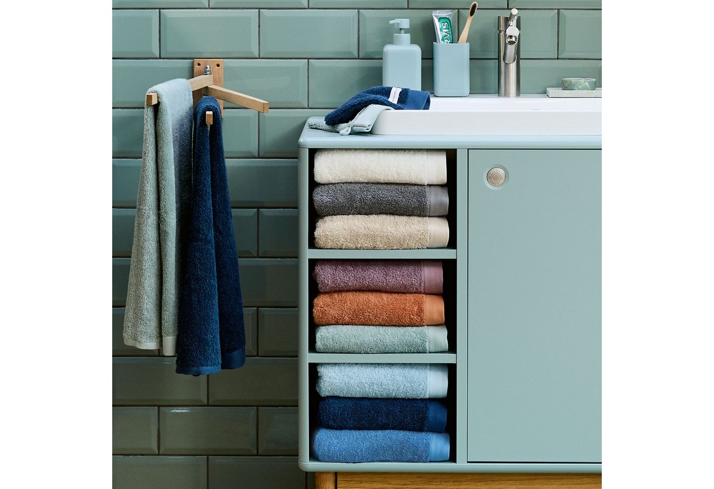 TOM TAILOR HOME Handtuch COLOR BATH, Frottier (2-St), 100% Baumwolle, 50x100 cm, uni, große Farbauswahl – Bild 2 von 5