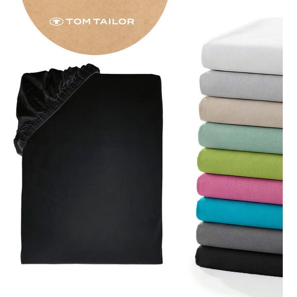TOM TAILOR HOME Spannbettlaken Tom Tailor Jersey, Jersey, Gummizug: rundum, (1 Stück), ab Größe 90x200 cm, Laken in hochwertiger Jersey Qualität